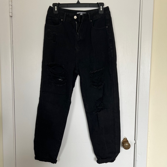 ASOS black ripped mom jeans - Picture 2 of 6